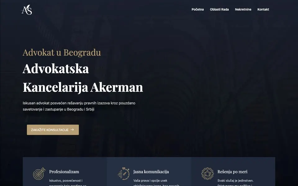 Advokat Akerman, sajt koji je napravio KING MARKETING