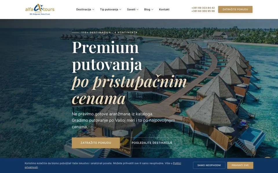 Alfa Tours, sajt koji je napravio KING MARKETING