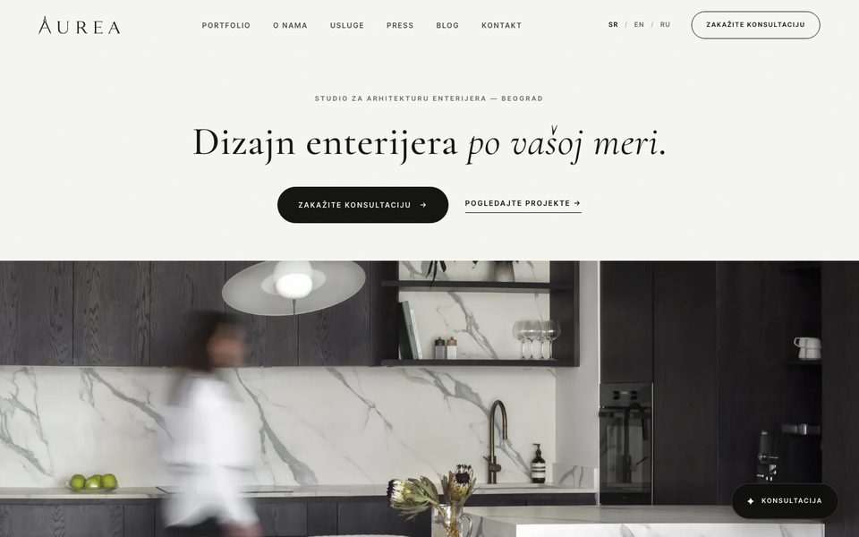 AUREA Interior — sajt koji je napravio KING MARKETING