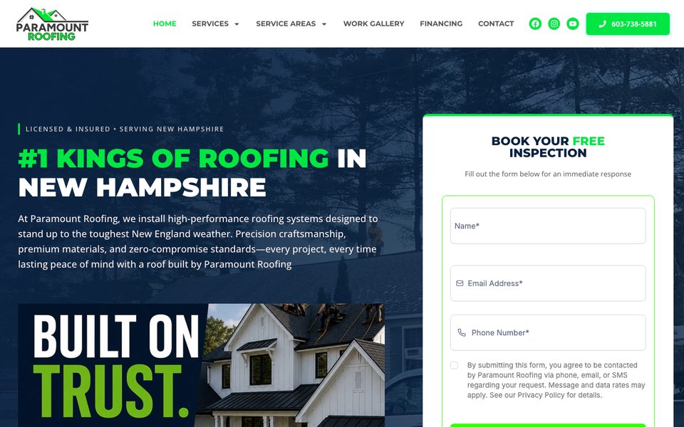 Paramount Roofing — sajt koji je napravio KING MARKETING