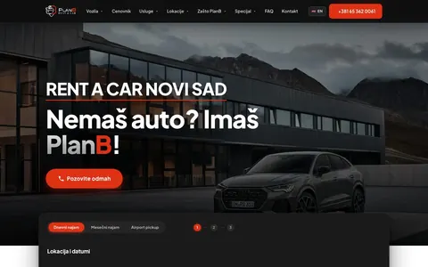 PlanB Rent a Car, sajt koji je napravio KING MARKETING